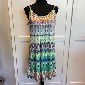 Sam And Jess Vibrant Patterned Sleeveless Midi Green Midi Dress Size LP